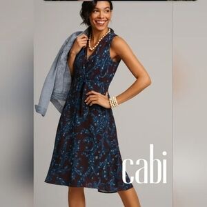 CAbi Blue and Purple Paisley Midi Dress Size 10